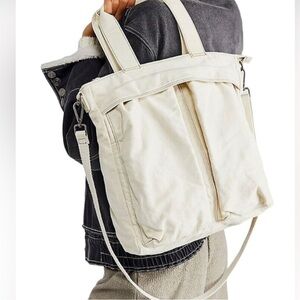 NWT Free People We The Free Whitney Heritage Tote in Mineral/ Cream